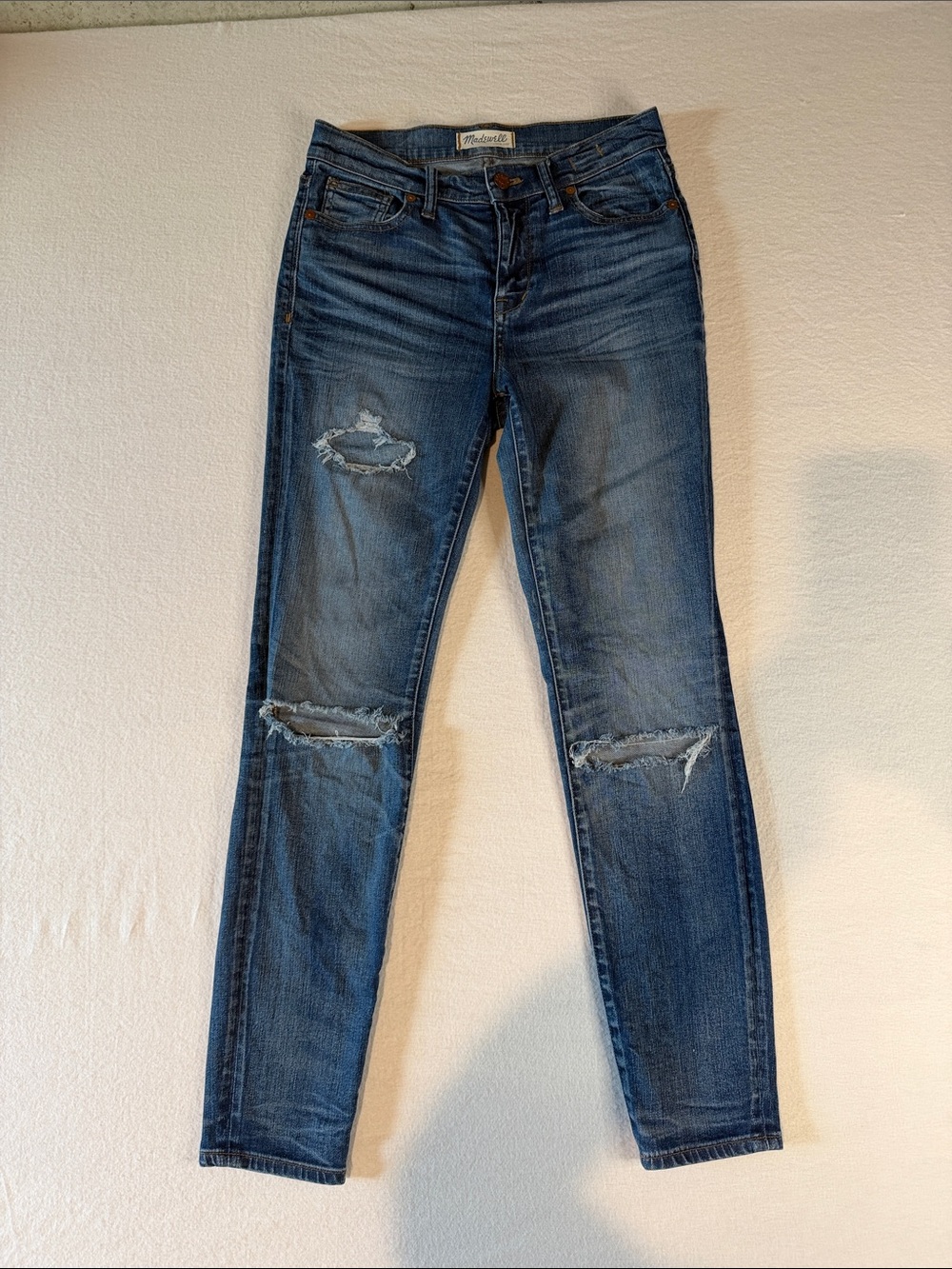 Madewell Medium Blue Distressed Skinny Jeans